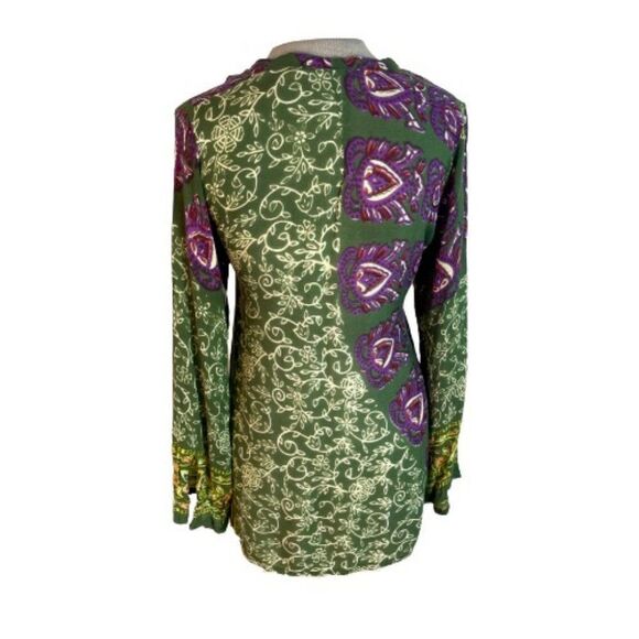 Boho  Blouse in Green and Purple - Picture 2 of 5